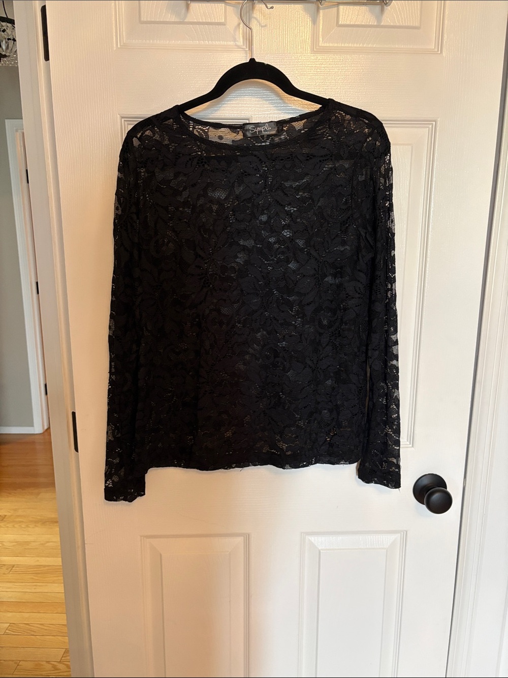 Sympli Black Floral Lace Long Sleeve Tee